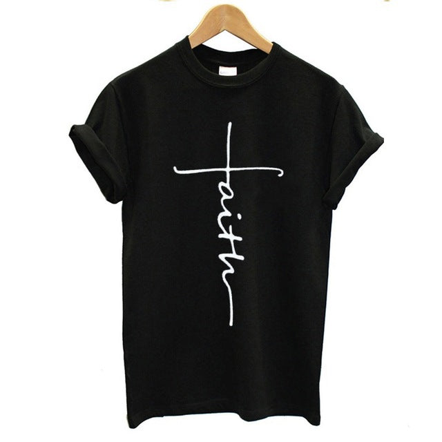 The Cross Printed T-shirt Women Short Sleeve Fashion Cotton Casual Summer Tops Jesus Clothes Plus Size - Luxeelegance