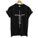 The Cross Printed T-shirt Women Short Sleeve Fashion Cotton Casual Summer Tops Jesus Clothes Plus Size - Luxeelegance