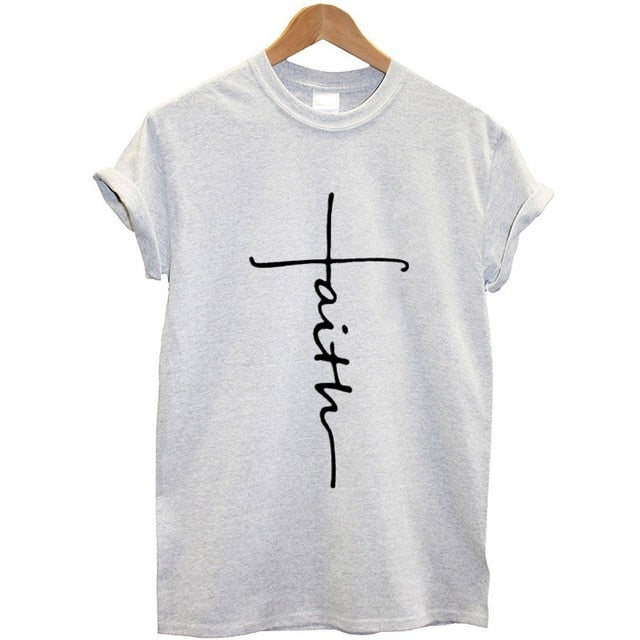 The Cross Printed T-shirt Women Short Sleeve Fashion Cotton Casual Summer Tops Jesus Clothes Plus Size - Luxeelegance