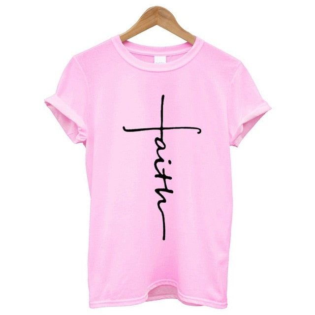 The Cross Printed T-shirt Women Short Sleeve Fashion Cotton Casual Summer Tops Jesus Clothes Plus Size - Luxeelegance