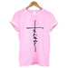 The Cross Printed T-shirt Women Short Sleeve Fashion Cotton Casual Summer Tops Jesus Clothes Plus Size - Luxeelegance