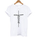 The Cross Printed T-shirt Women Short Sleeve Fashion Cotton Casual Summer Tops Jesus Clothes Plus Size - Luxeelegance