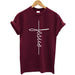 The Cross Printed T-shirt Women Short Sleeve Fashion Cotton Casual Summer Tops Jesus Clothes Plus Size - Luxeelegance