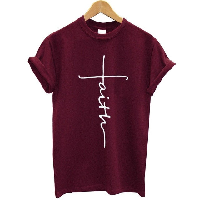 The Cross Printed T-shirt Women Short Sleeve Fashion Cotton Casual Summer Tops Jesus Clothes Plus Size - Luxeelegance