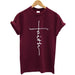 The Cross Printed T-shirt Women Short Sleeve Fashion Cotton Casual Summer Tops Jesus Clothes Plus Size - Luxeelegance
