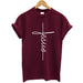 The Cross Printed T-shirt Women Short Sleeve Fashion Cotton Casual Summer Tops Jesus Clothes Plus Size - Luxeelegance