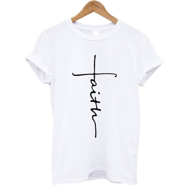 The Cross Printed T-shirt Women Short Sleeve Fashion Cotton Casual Summer Tops Jesus Clothes Plus Size - Luxeelegance