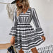 Women's Short Skirt Autumn And Winter New Fashion Long Sleeve Printed Dress - Luxeelegance